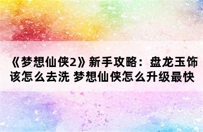 《梦想仙侠2》新手攻略：盘龙玉饰该怎么去洗 梦想仙侠怎么升级最快